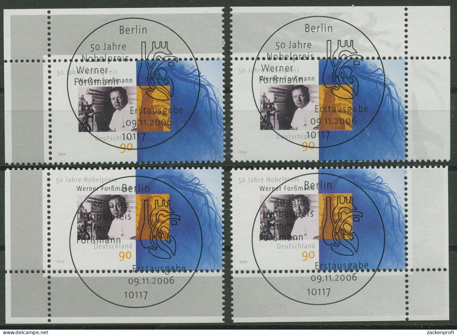 Bund 2006 Forßmann, Herzkatheter 2573 Alle 4 Ecken Mit TOP-ESST Berlin (E3715) - Used Stamps