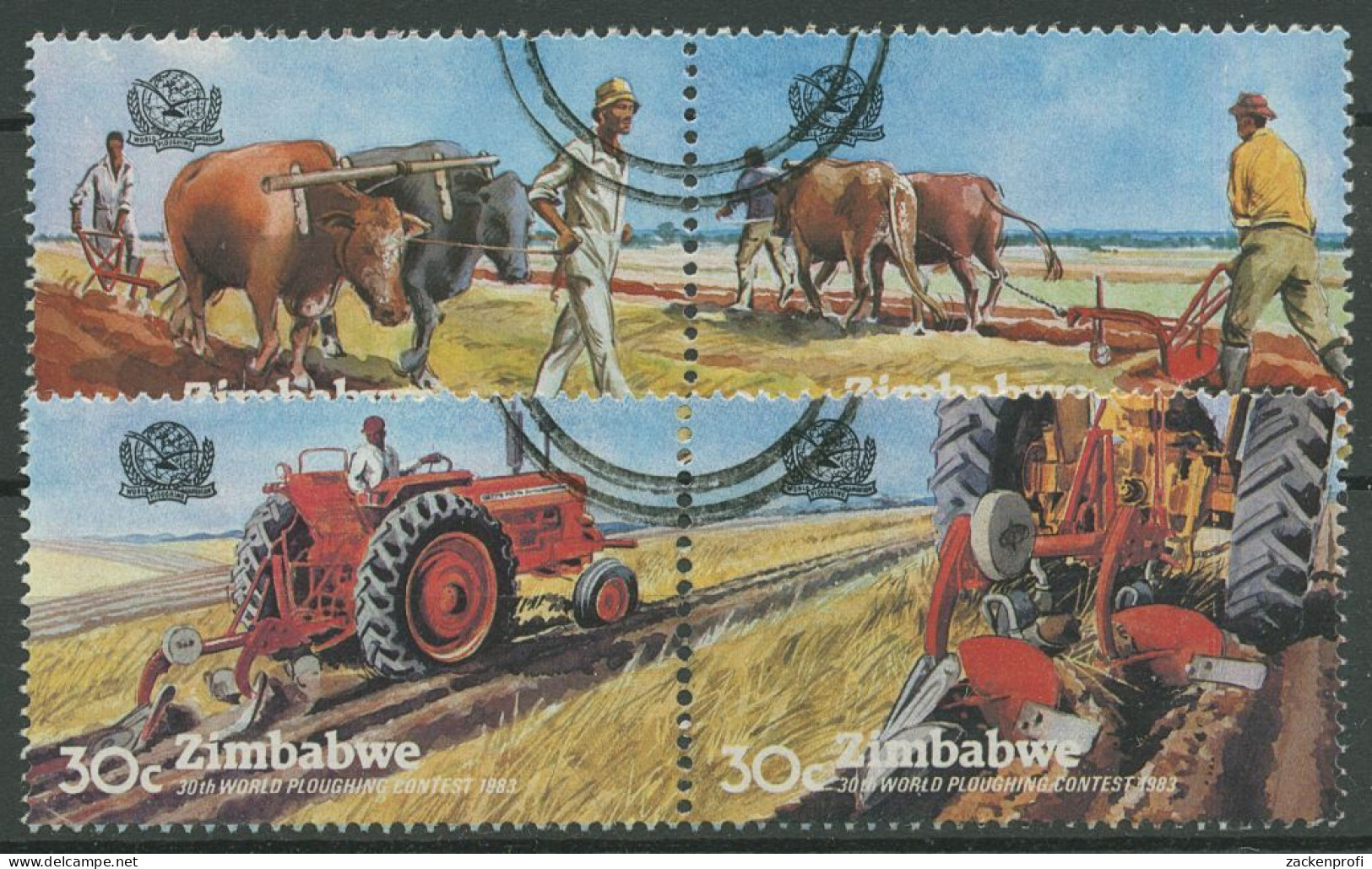 Simbabwe 1983 Landwirtschaft Weltmeisterschaft Im Pflügen 276/79 ZD Gestempelt - Zimbabwe (1980-...)