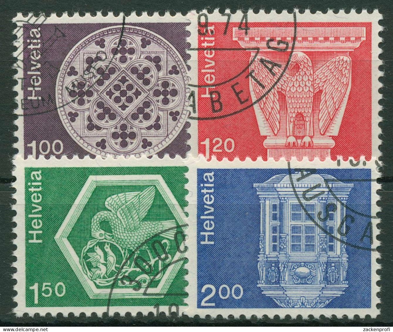 Schweiz 1974 Architektur Kunsthandwerk Erker Kapitell 1035/38 V Gestempelt - Used Stamps