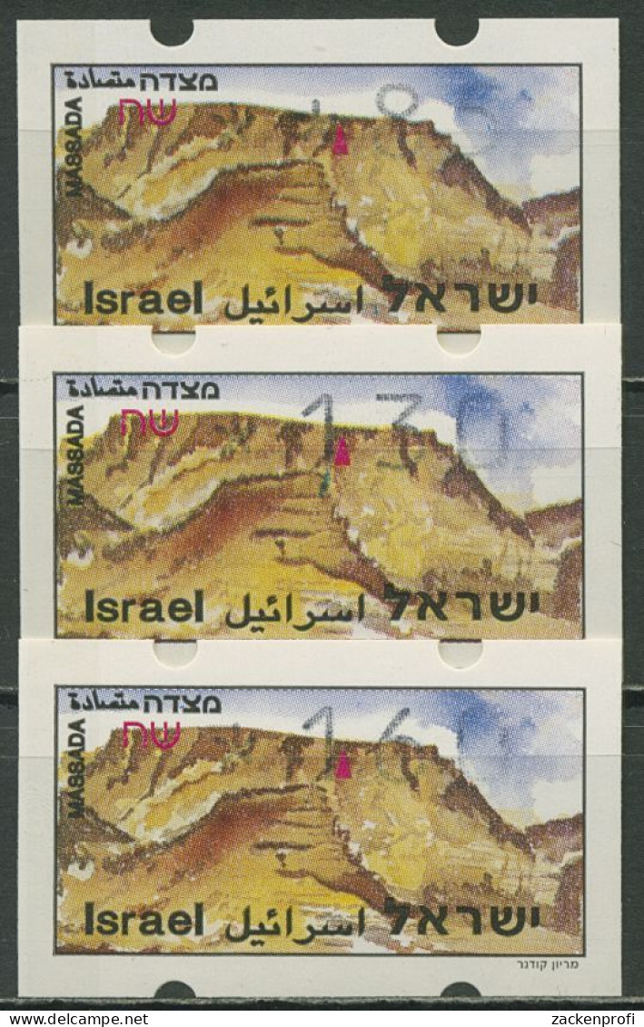 Israel ATM 1994 Massada, Satz 3 Werte (mit Phosphor), ATM 20.1 Y S1 Postfrisch - Franking Labels