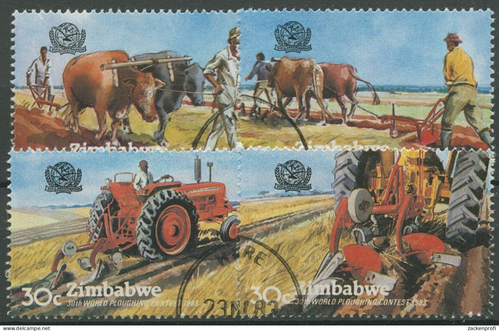 Simbabwe 1983 Landwirtschaft Weltmeisterschaft Im Pflügen 276/79 Gestempelt - Zimbabwe (1980-...)