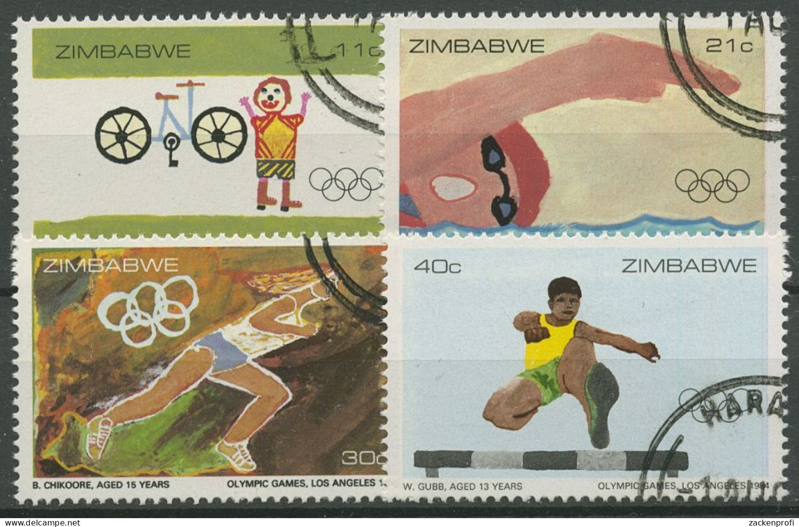 Simbabwe 1984 Olympische Sommerspiele Los Angeles Rad Hürden 289/92 Gestempelt - Zimbabwe (1980-...)