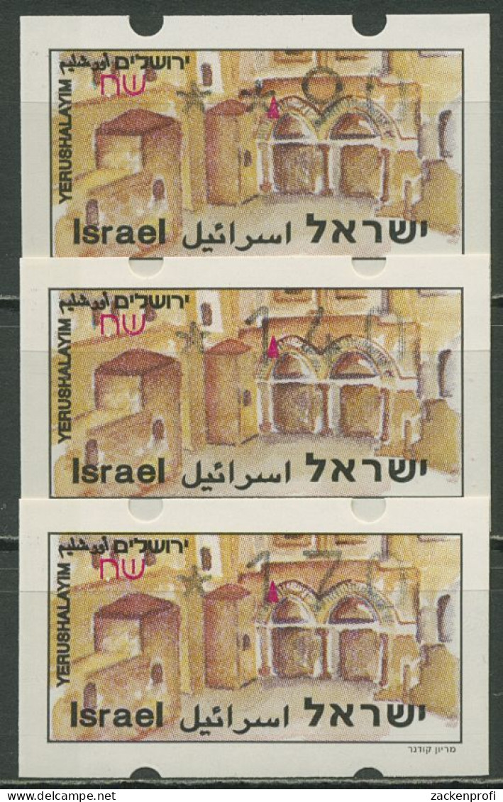 Israel ATM 1994 Jerusalem Satz 3 Werte (mit Phosphor), ATM 21.1 Y S3 Postfrisch - Frankeervignetten (Frama)