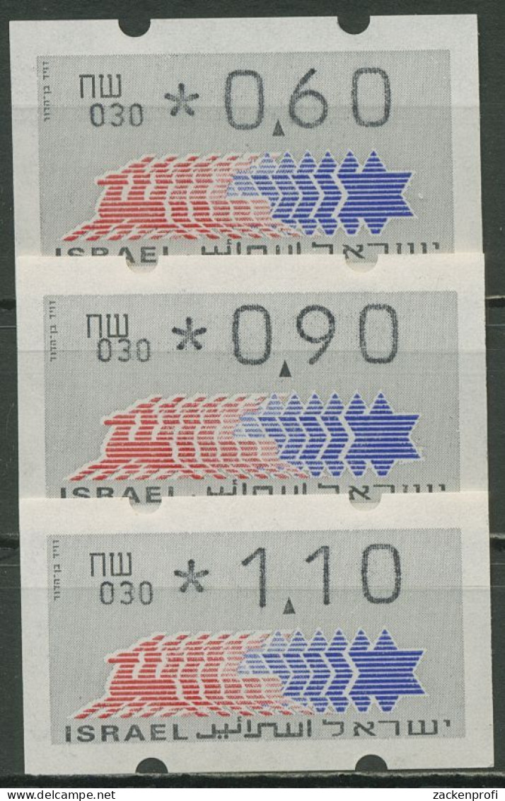 Israel ATM 1990 Hirsch 030, Schekel Links Satz 3 Werte, ATM 3.2.30 S2 Postfrisch - Frankeervignetten (Frama)