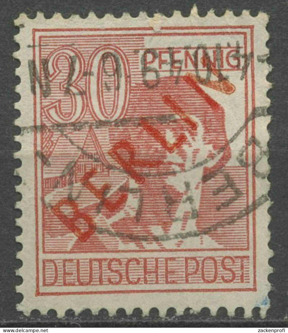Berlin 1949 Rotaufdruck 28 Gestempelt, Geprüft, Zahnfehler (R80860) - Gebraucht