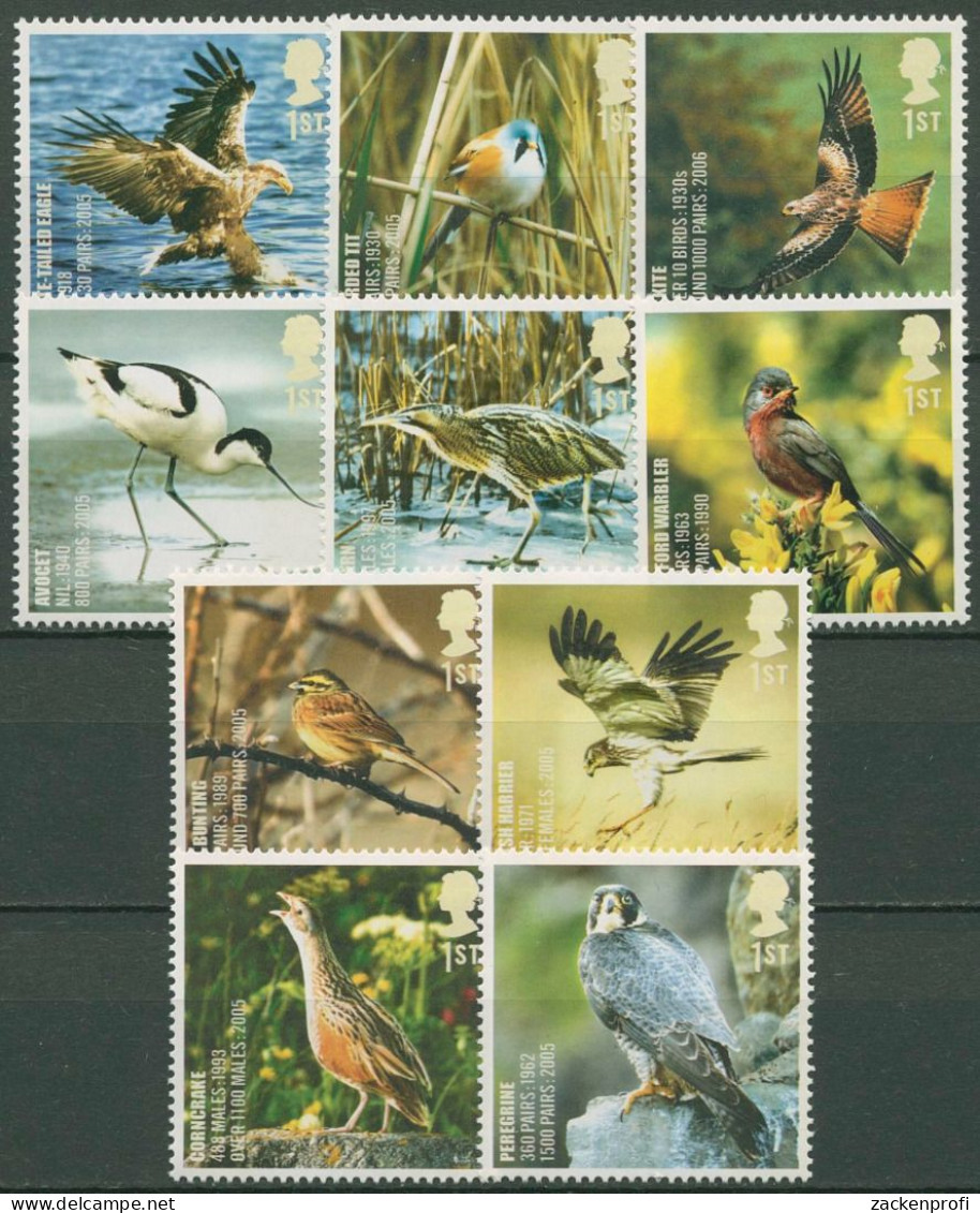 Großbritannien 2007 Vögel Rotmilan Wanderfalke Bartmeise 2558/67 Postfrisch - Unused Stamps