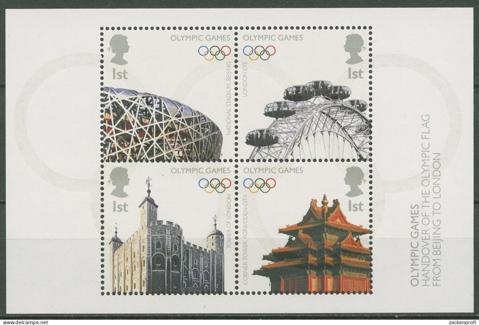 Großbritannien 2008 Übergabe Der Olympischen Fahne Block 45 Postfrisch (C40415) - Blocks & Miniature Sheets