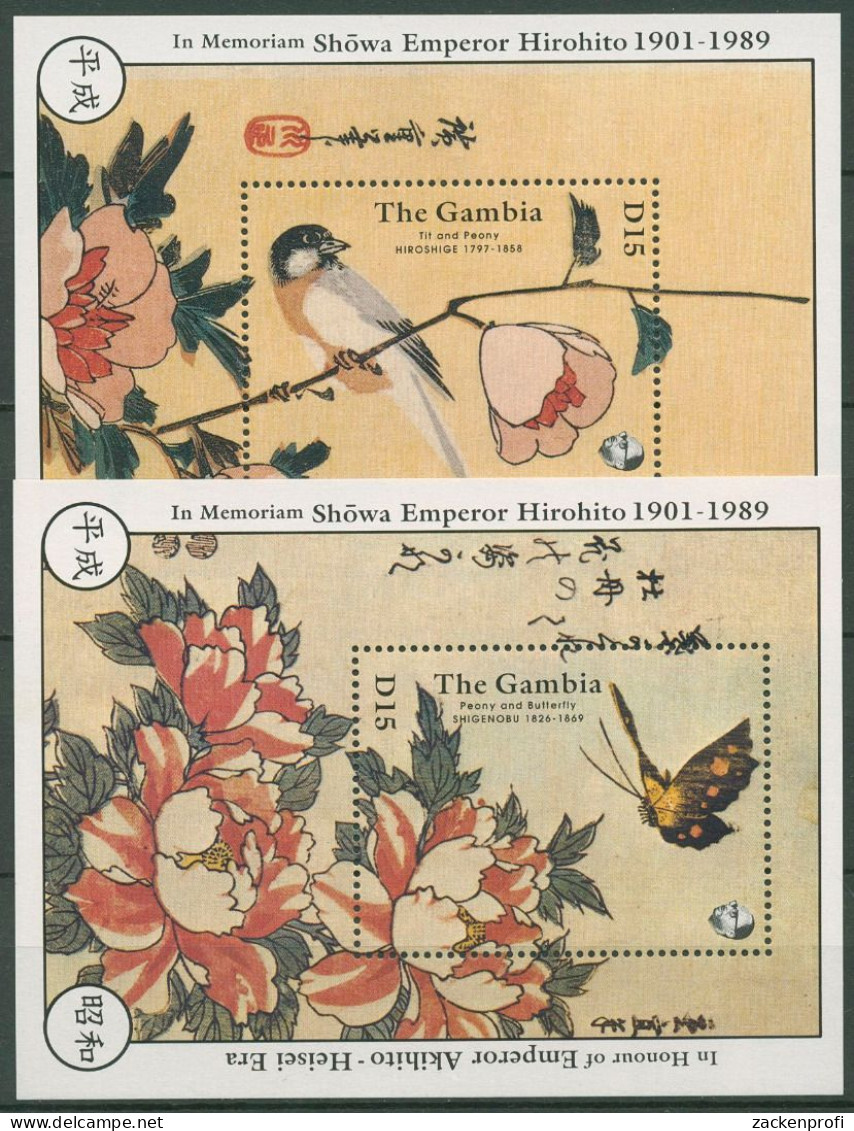 Gambia 1989 Vogel Tod Des Japanischen Kaisers Block 70/71 Postfrisch (C40742) - Gambia (1965-...)