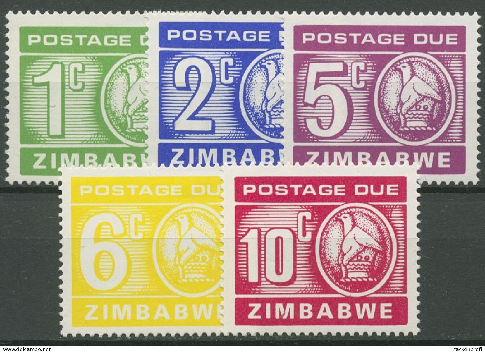 Simbabwe 1980 Detail Des Staatswappens Portomarken 16/20 Postfrisch - Zimbabwe (1980-...)