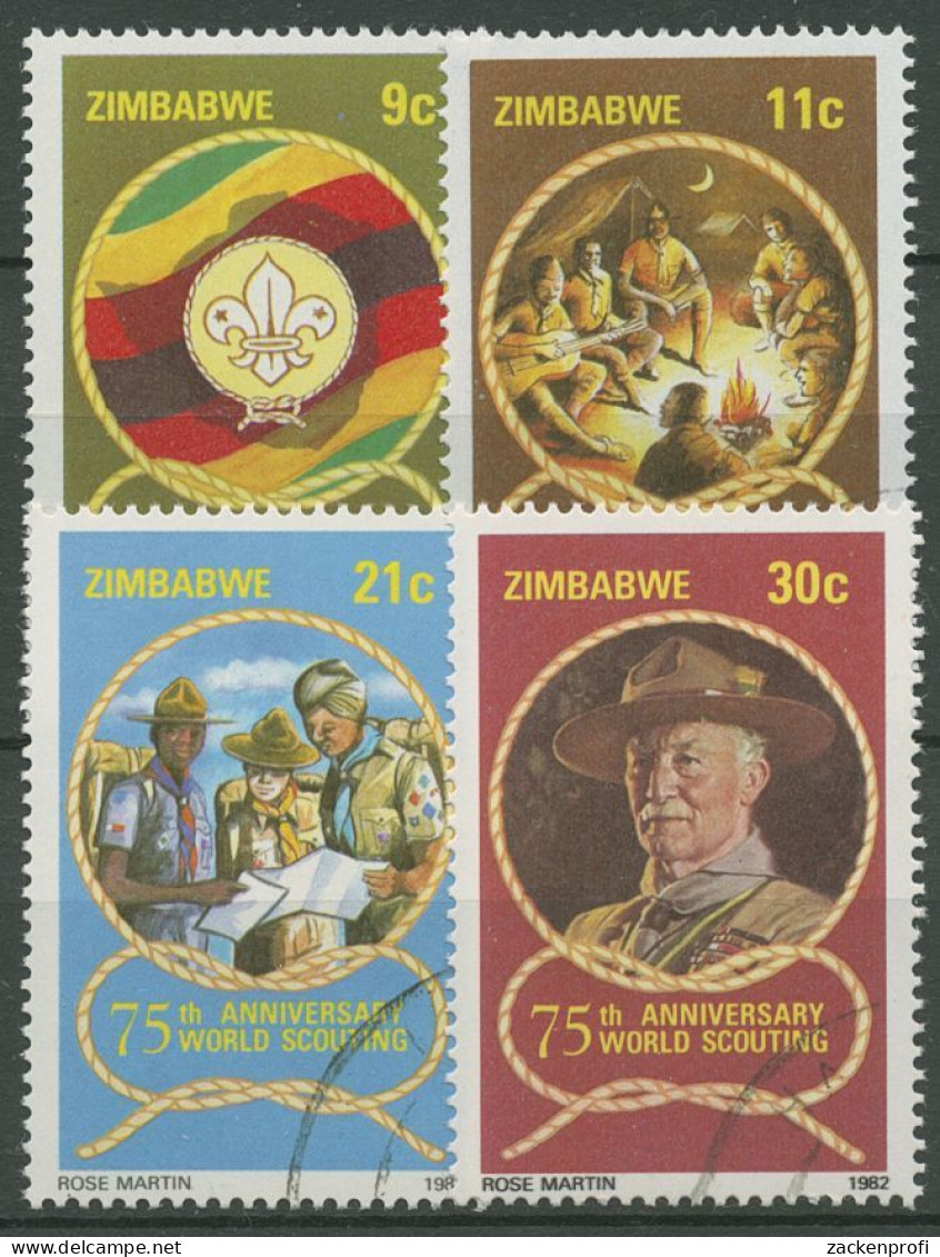 Simbabwe 1982 75 Jahre Pfadfinderbewegung Lagerfeuer 265/68 Gestempelt - Zimbabwe (1980-...)