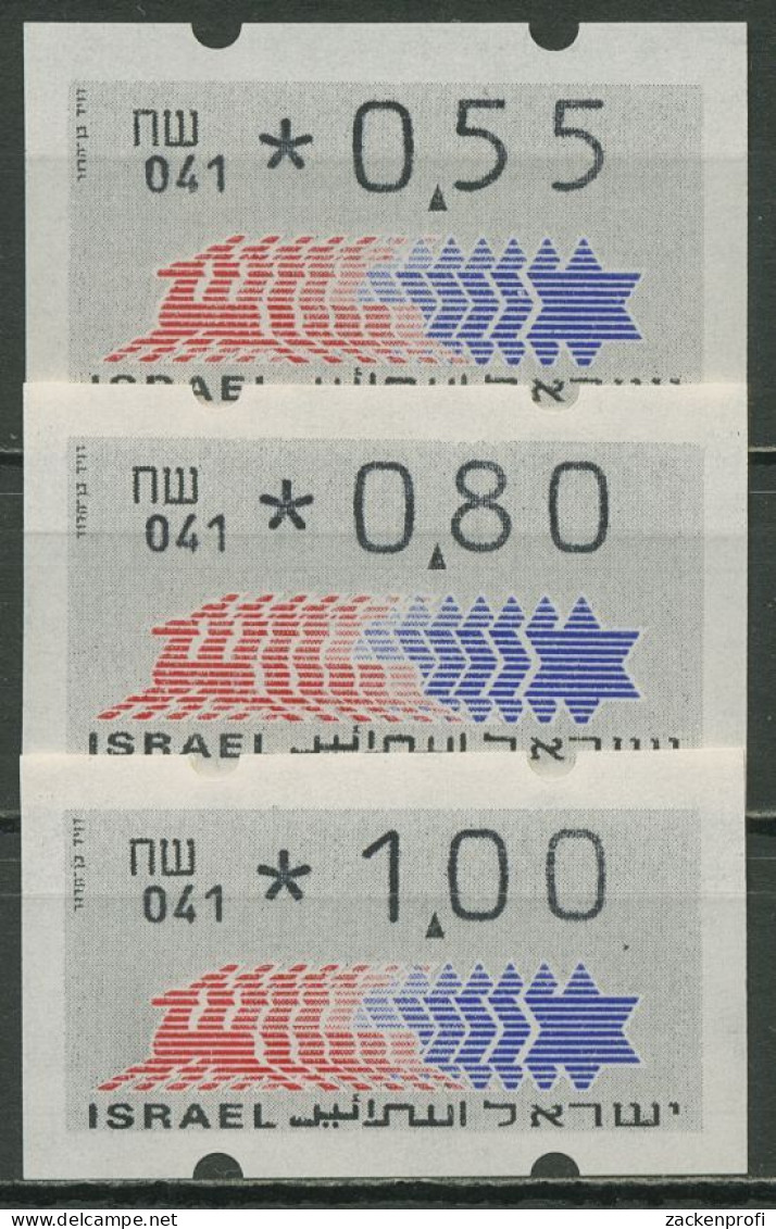 Israel ATM 1990 Hirsch 041, Schekel Links Satz 3 Werte, ATM 3.2.41 S1 Postfrisch - Frankeervignetten (Frama)