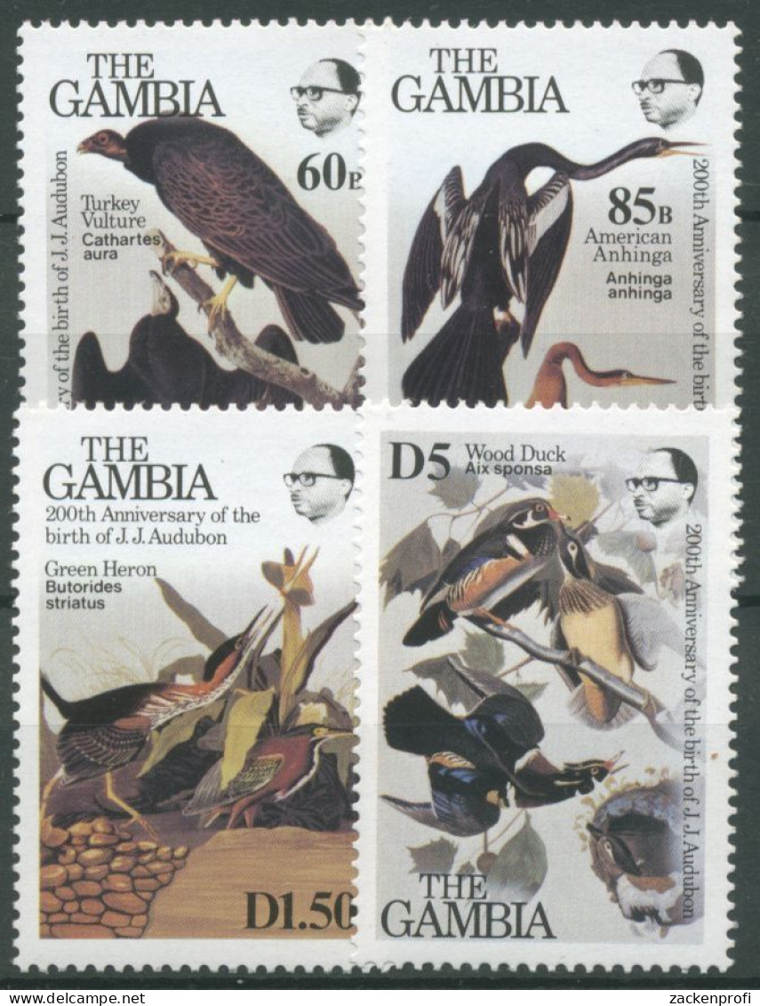 Gambia 1985 Geburtstag Audubons Grünreiher Brautente 557/60 Postfrisch - Gambie (1965-...)