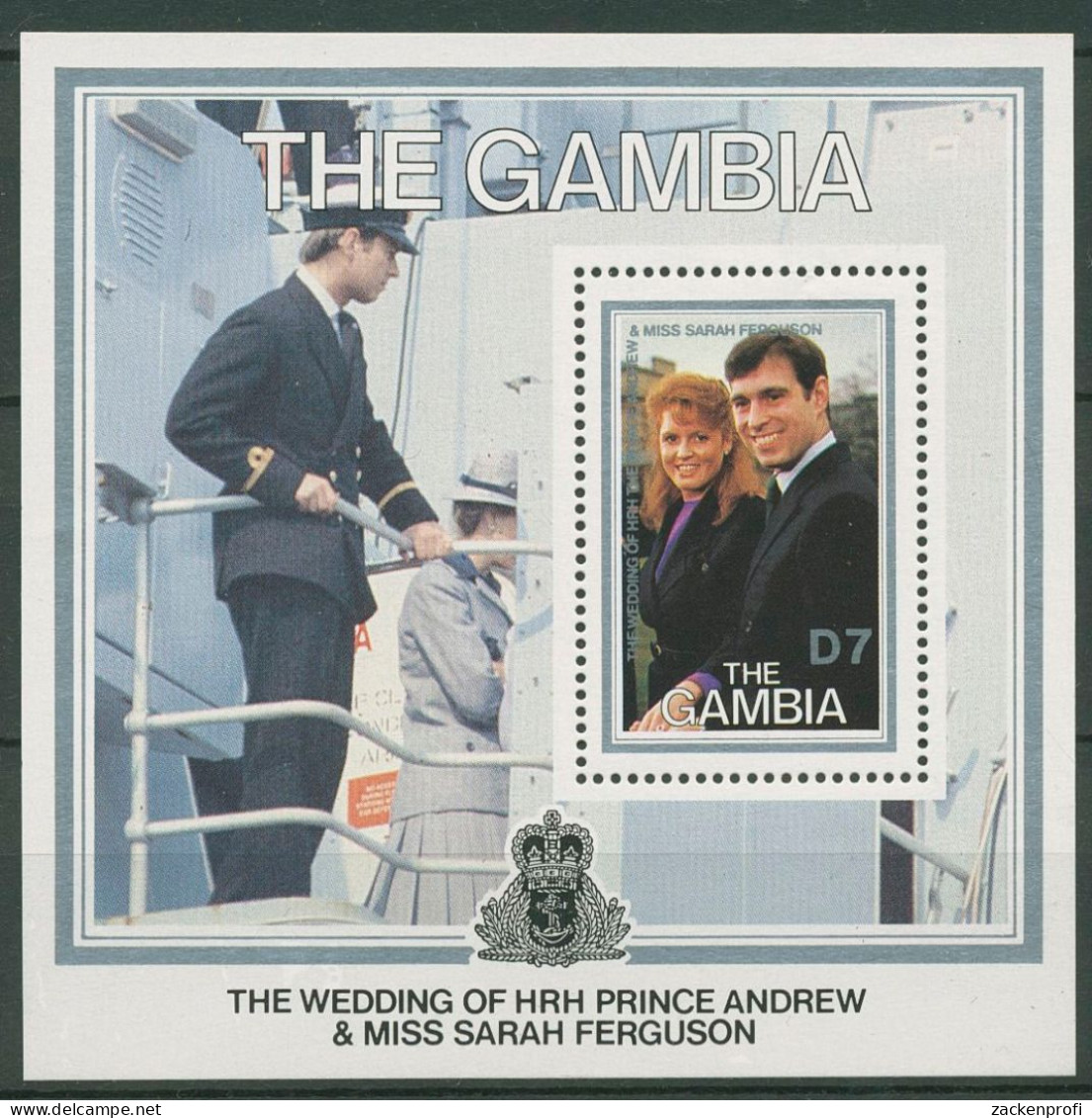 Gambia 1986 Hochzeit Prinz Andrew U. Sarah Ferguson Block 27 Postfrisch (C40730) - Gambie (1965-...)