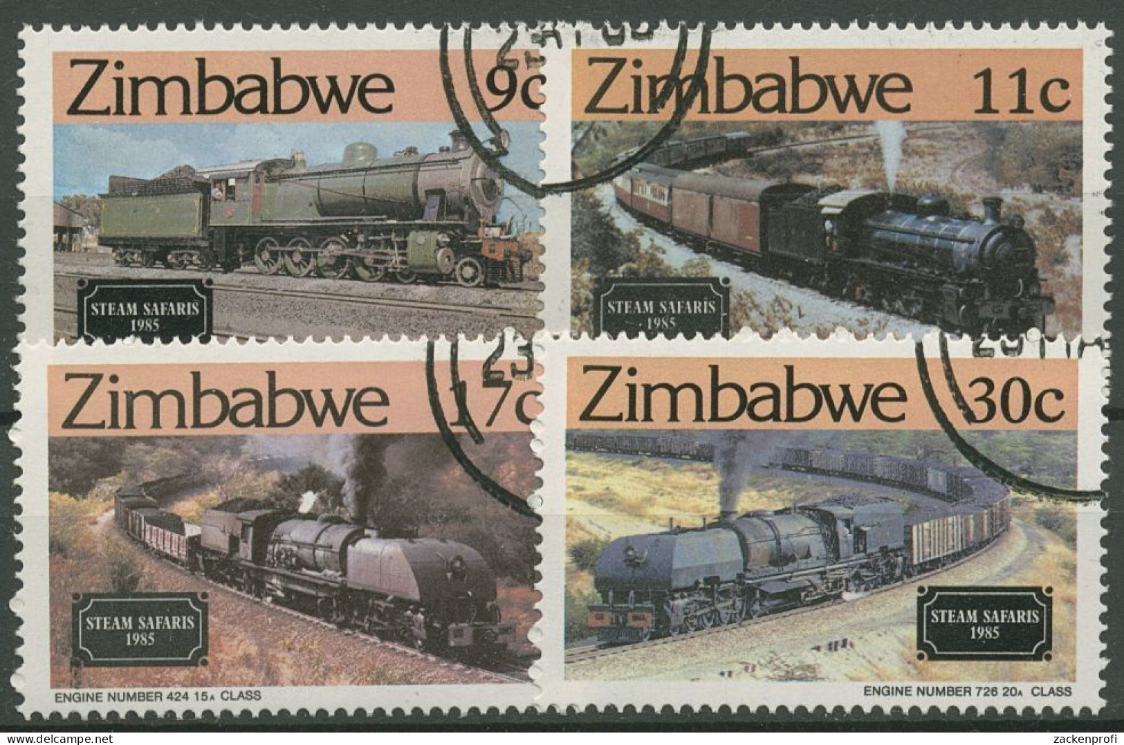 Simbabwe 1985 Eisenbahn Lokomotiven 303/06 Gestempelt - Zimbabwe (1980-...)