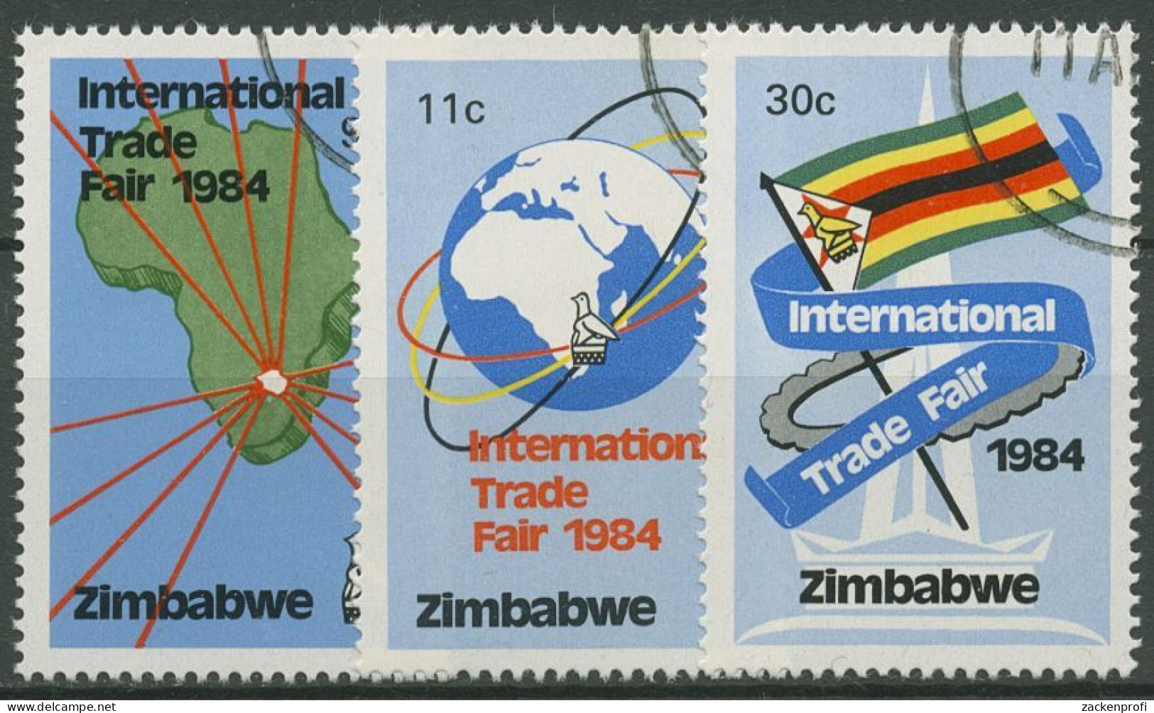 Simbabwe 1984 Int. Handelsmesse In Bulawayo Erdkugel 286/88 Gestempelt - Zimbabwe (1980-...)