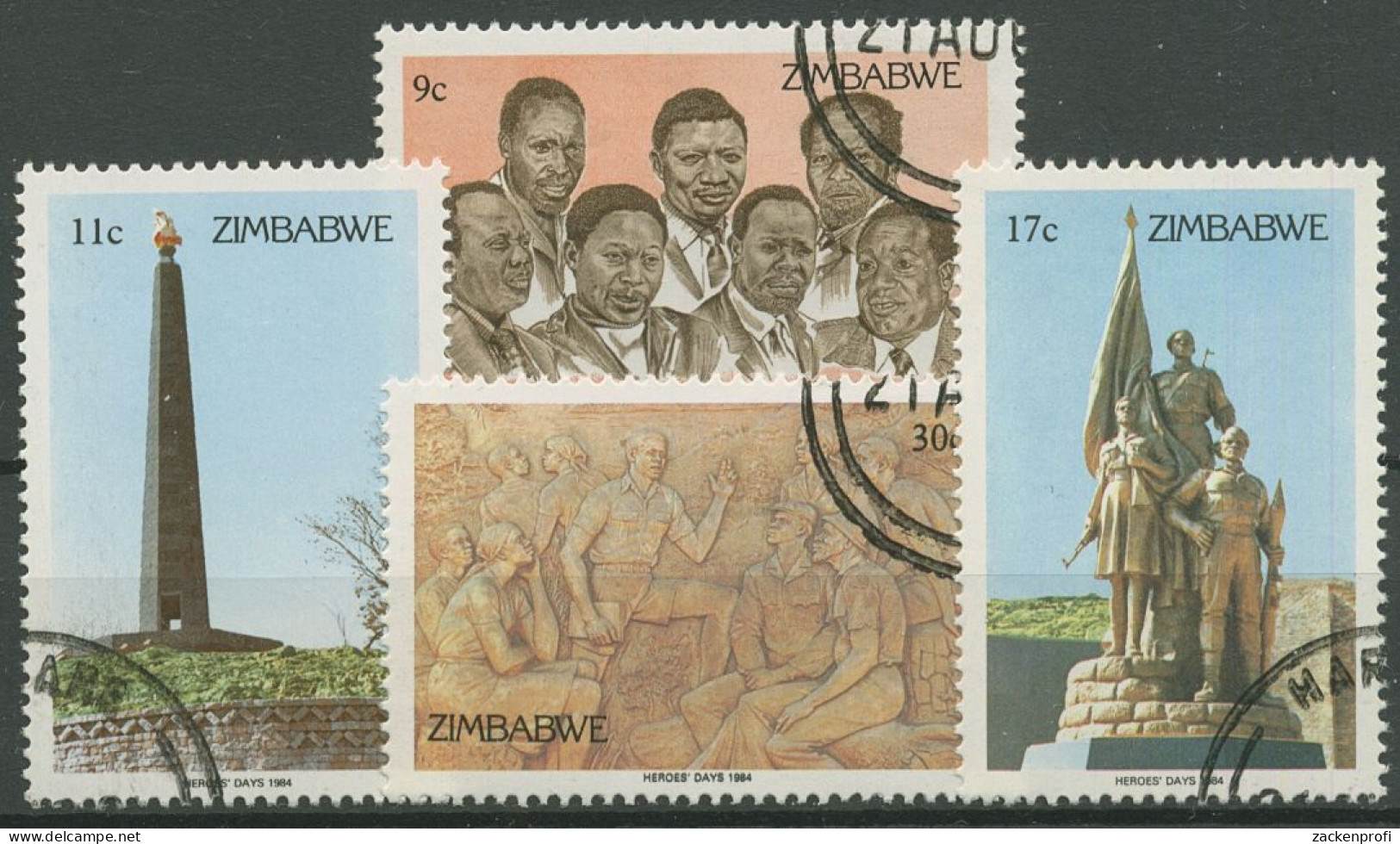 Simbabwe 1984 Heldengedenktag Denkmal 293/96 Gestempelt - Zimbabwe (1980-...)