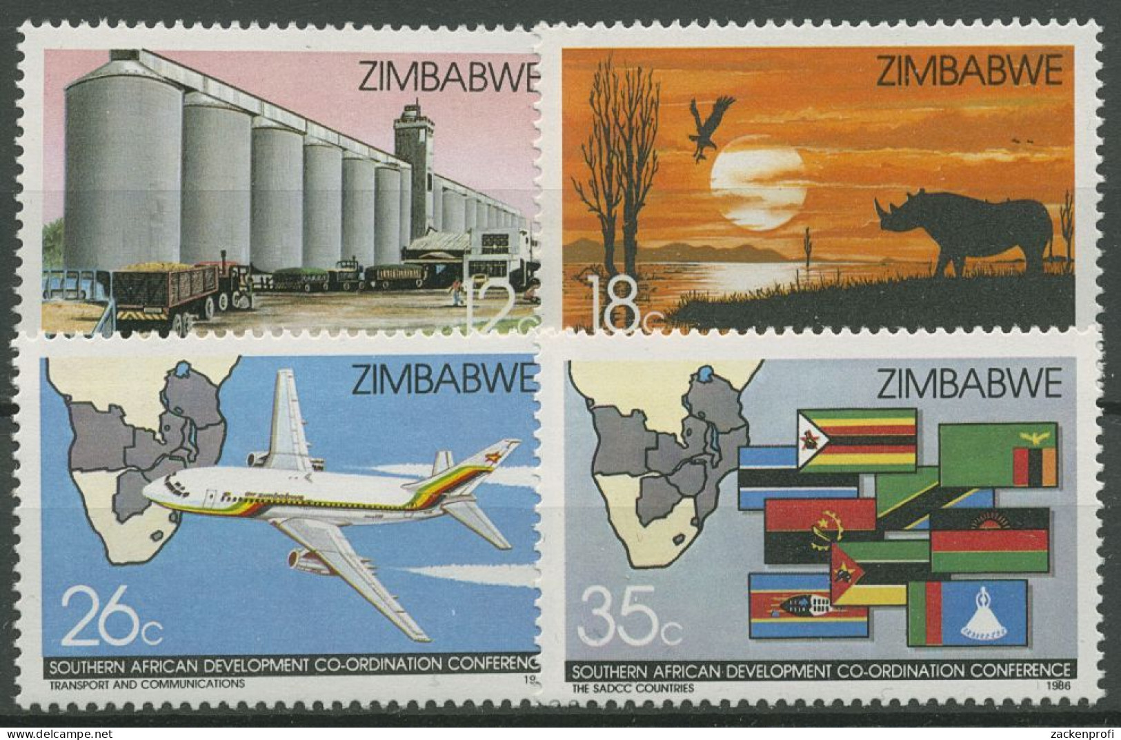 Simbabwe 1986 Entwicklung Des Südl. Afrikas Getreidesilo 340/43 Postfrisch - Zimbabwe (1980-...)