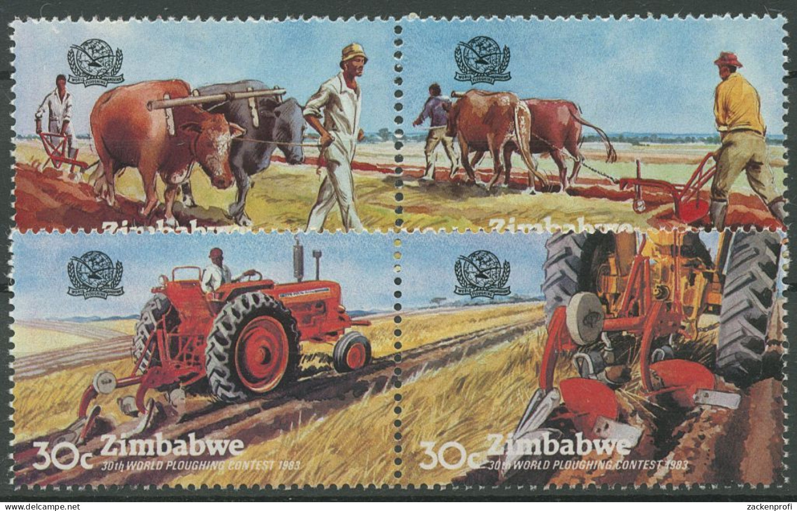 Simbabwe 1983 Landwirtschaft Weltmeisterschaft Im Pflügen 276/79 ZD Postfrisch - Zimbabwe (1980-...)