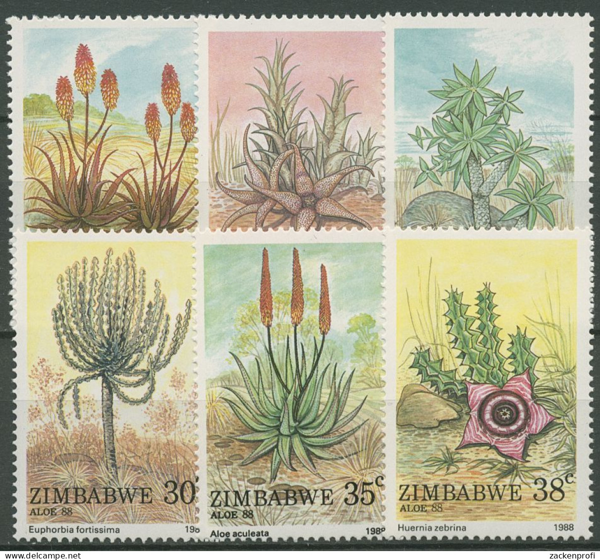 Simbabwe 1988 Pflanzen Aloe Euphorbia 384/89 Postfrisch - Zimbabwe (1980-...)
