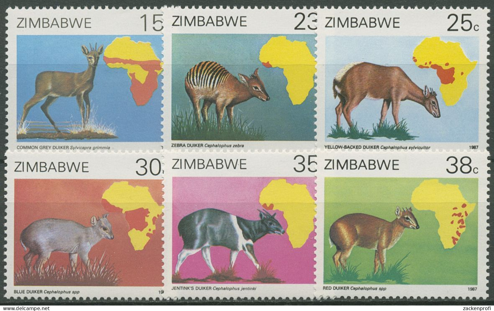 Simbabwe 1987 Säugetiere Ducker 368/73 Postfrisch - Zimbabwe (1980-...)