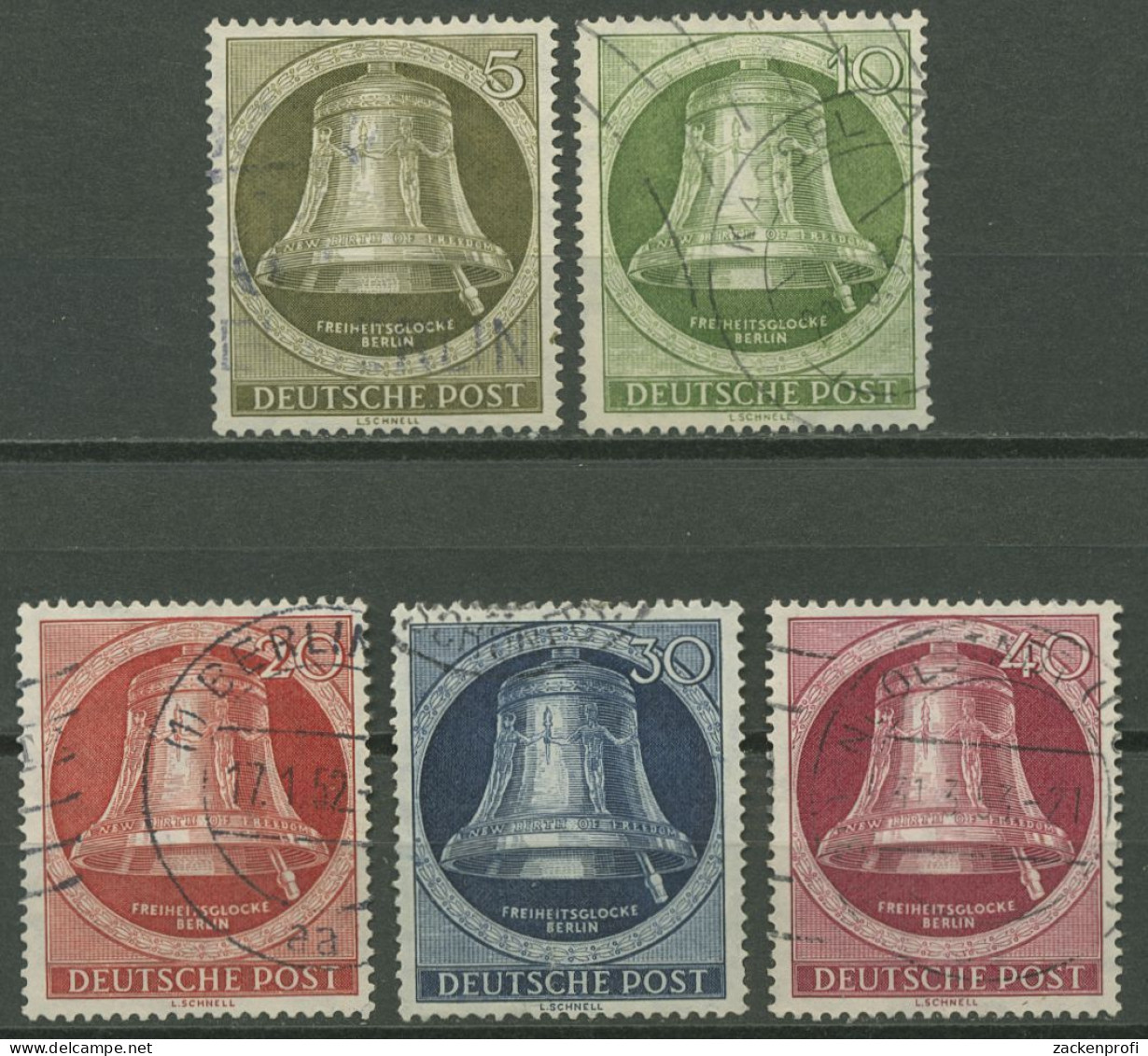 Berlin 1951 Freiheitsglocke Klöppel Rechts 82/86 Gestempelt, Kl. Fehler (R80932) - Used Stamps