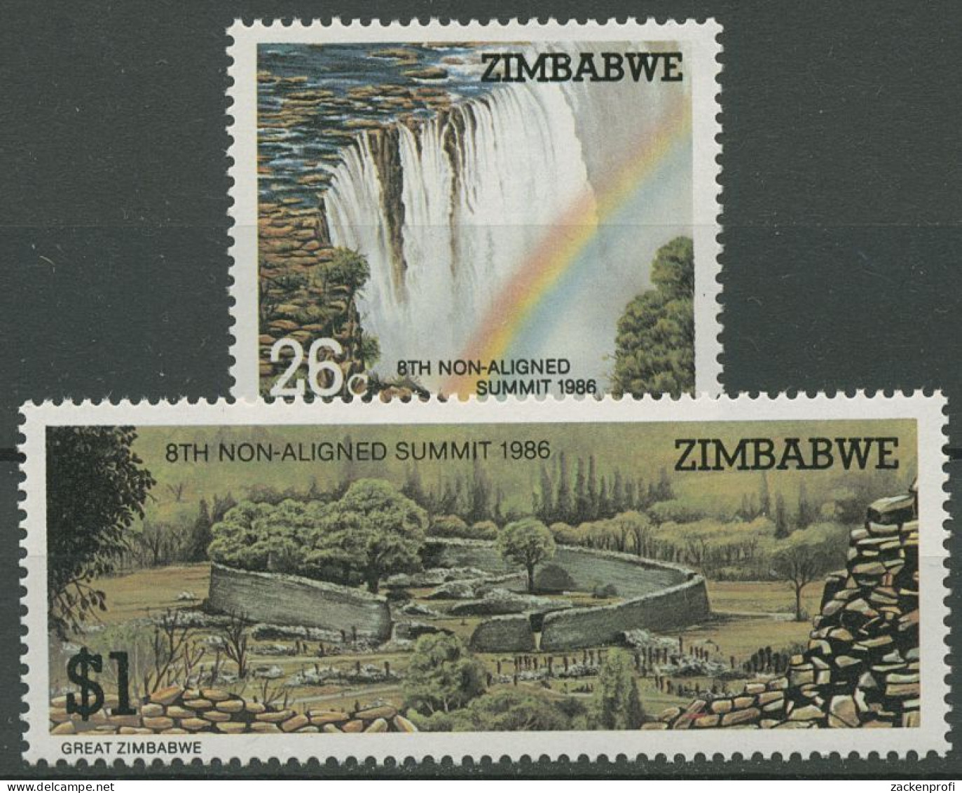 Simbabwe 1986 Victoriafälle Ruinen Great Zimbabwe 348/49 Postfrisch - Zimbabwe (1980-...)