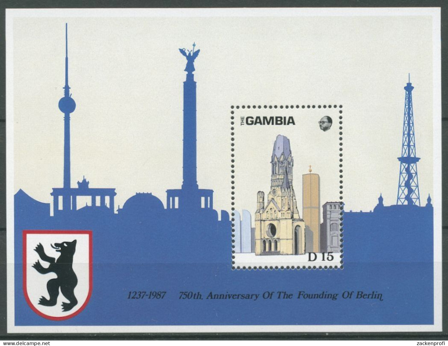 Gambia 1988 750 Jahre Berlin Gedächtniskirche Block 47 Postfrisch (C28248) - Gambie (1965-...)