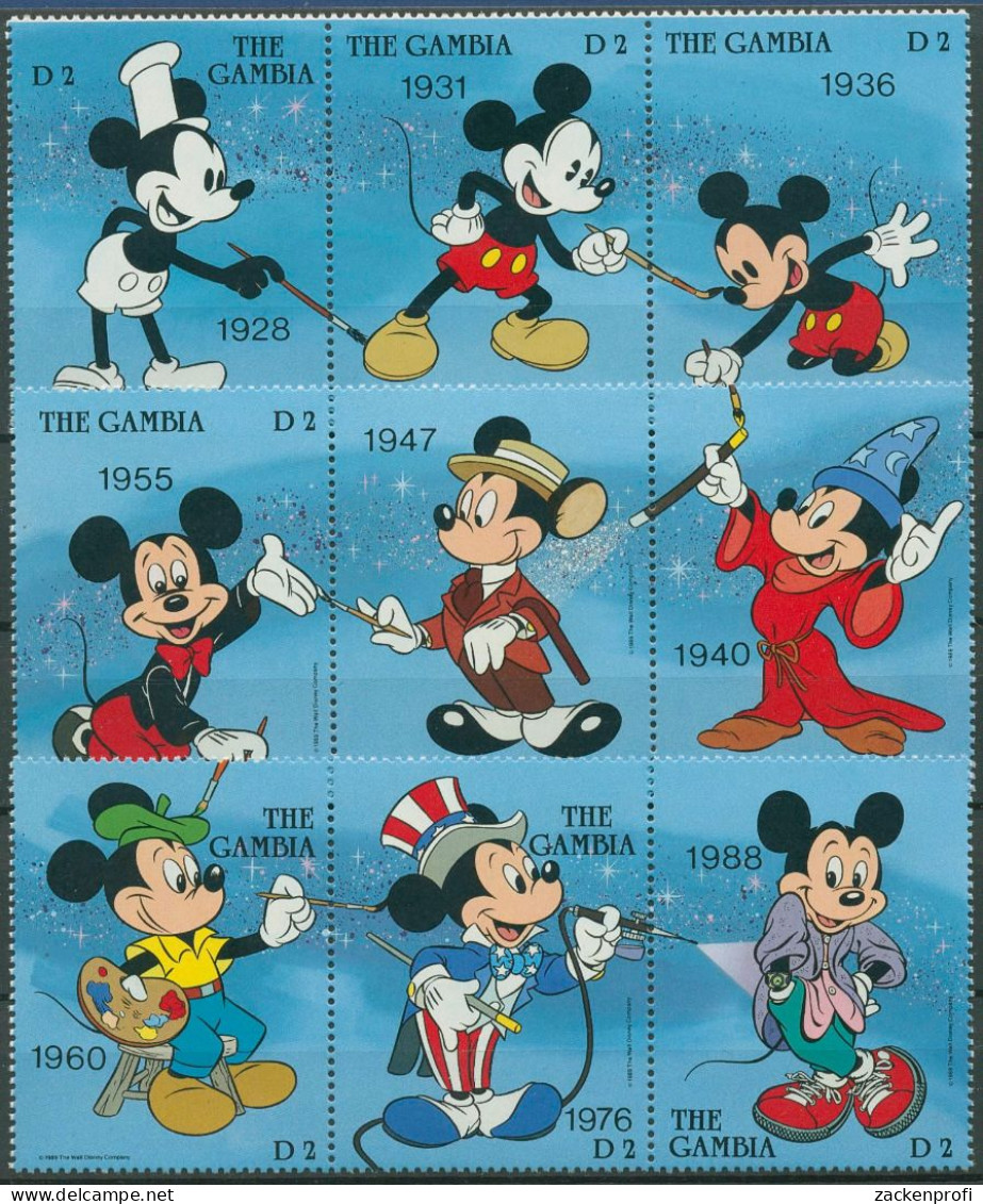 Gambia 1989 Walt Disney Micky Maus In Div. Jahren 834/42 Postfrisch (C40743) - Gambie (1965-...)