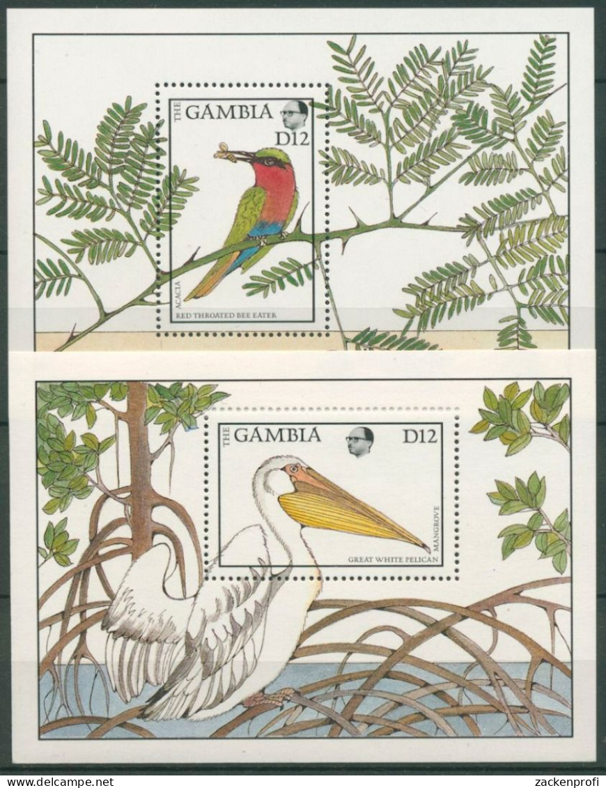 Gambia 1987 Vögel Rosapelikan Rotkehlspint Block 43/44 Postfrisch (C23790) - Gambie (1965-...)