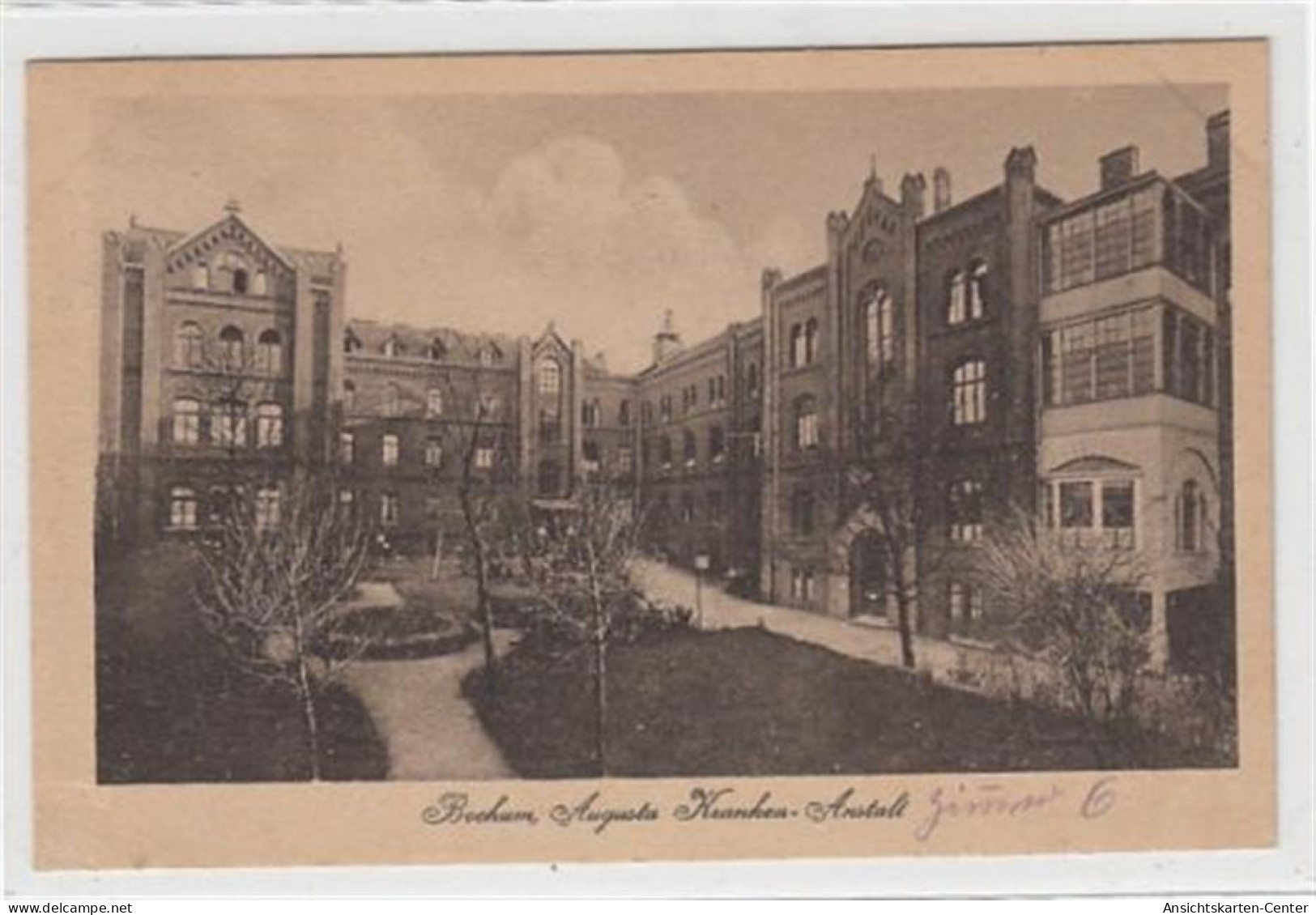 39090206 - Bochum. Augusta Kranken-Anstalt Gelaufen, 1920. Ecken Mit Albumabdruecken, Leicht Stockfleckig, Sonst Gut Er - Bochum