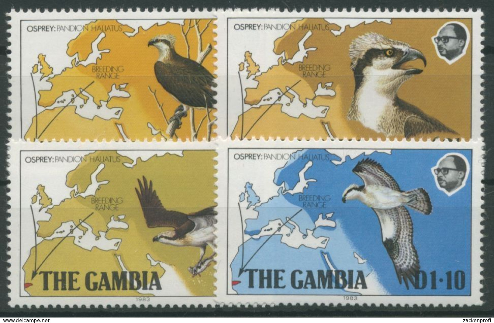 Gambia 1983 Greifvögel Fischadler 479/82 Postfrisch - Gambie (1965-...)