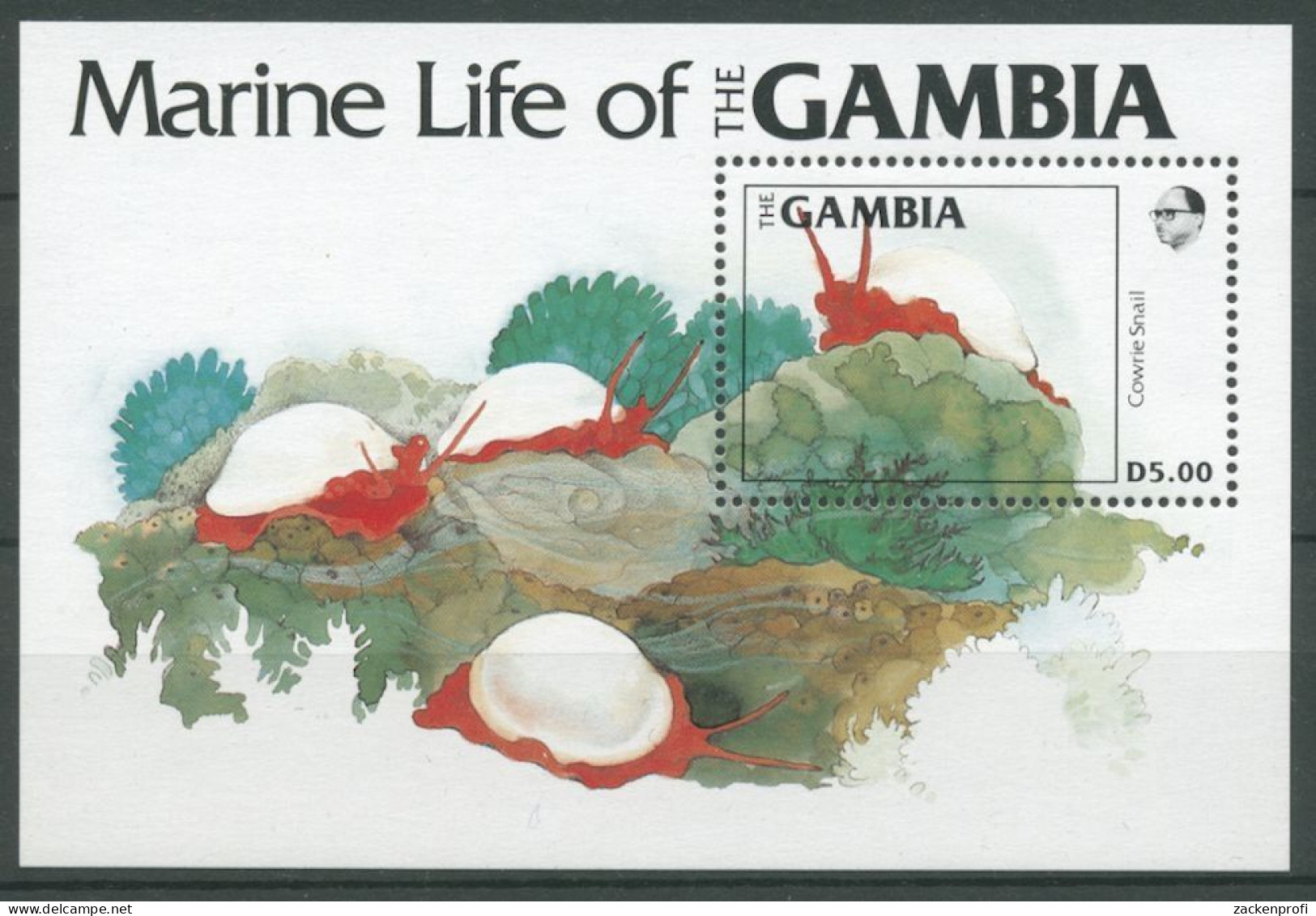 Gambia 1984 Meerestiere Kaurischnecke Block 12 Postfrisch (C23783) - Gambia (1965-...)