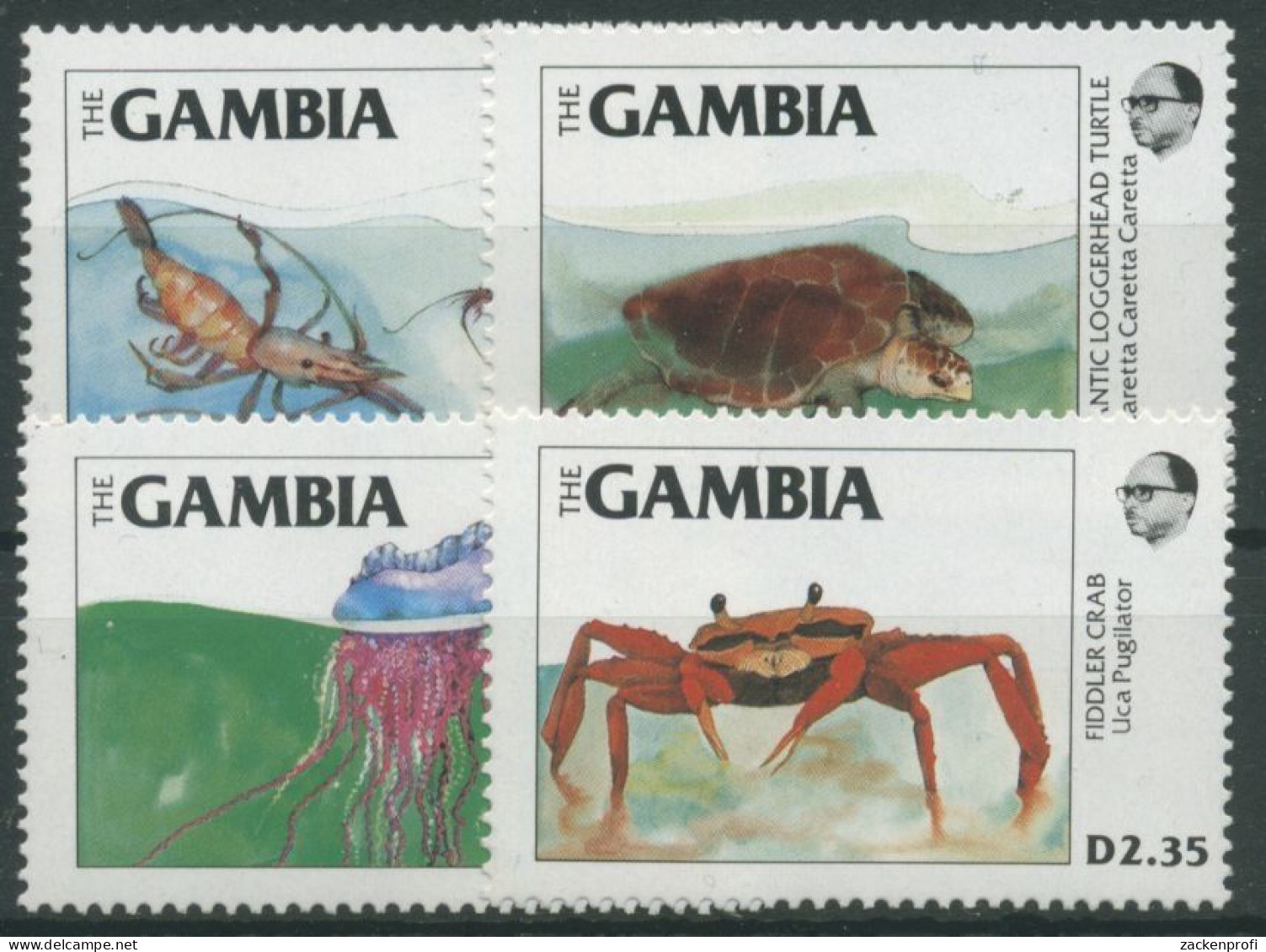 Gambia 1984 Meerestiere Qualle Schildkröte Garnele 544/47 Postfrisch - Gambia (1965-...)
