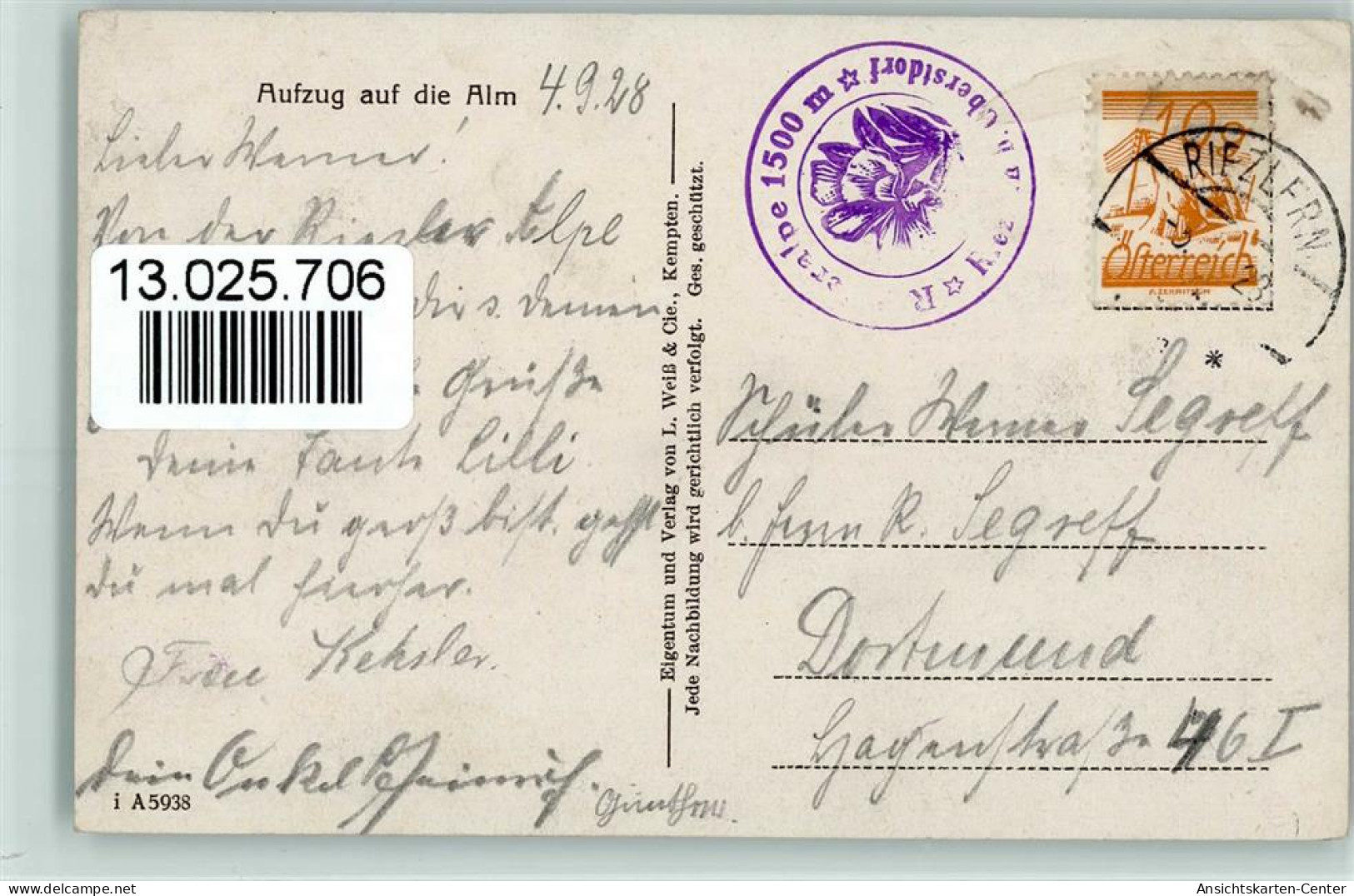 13025706 - Felle E. Aufzug Auf Die Alm 1923 AK - Thiele, Arthur