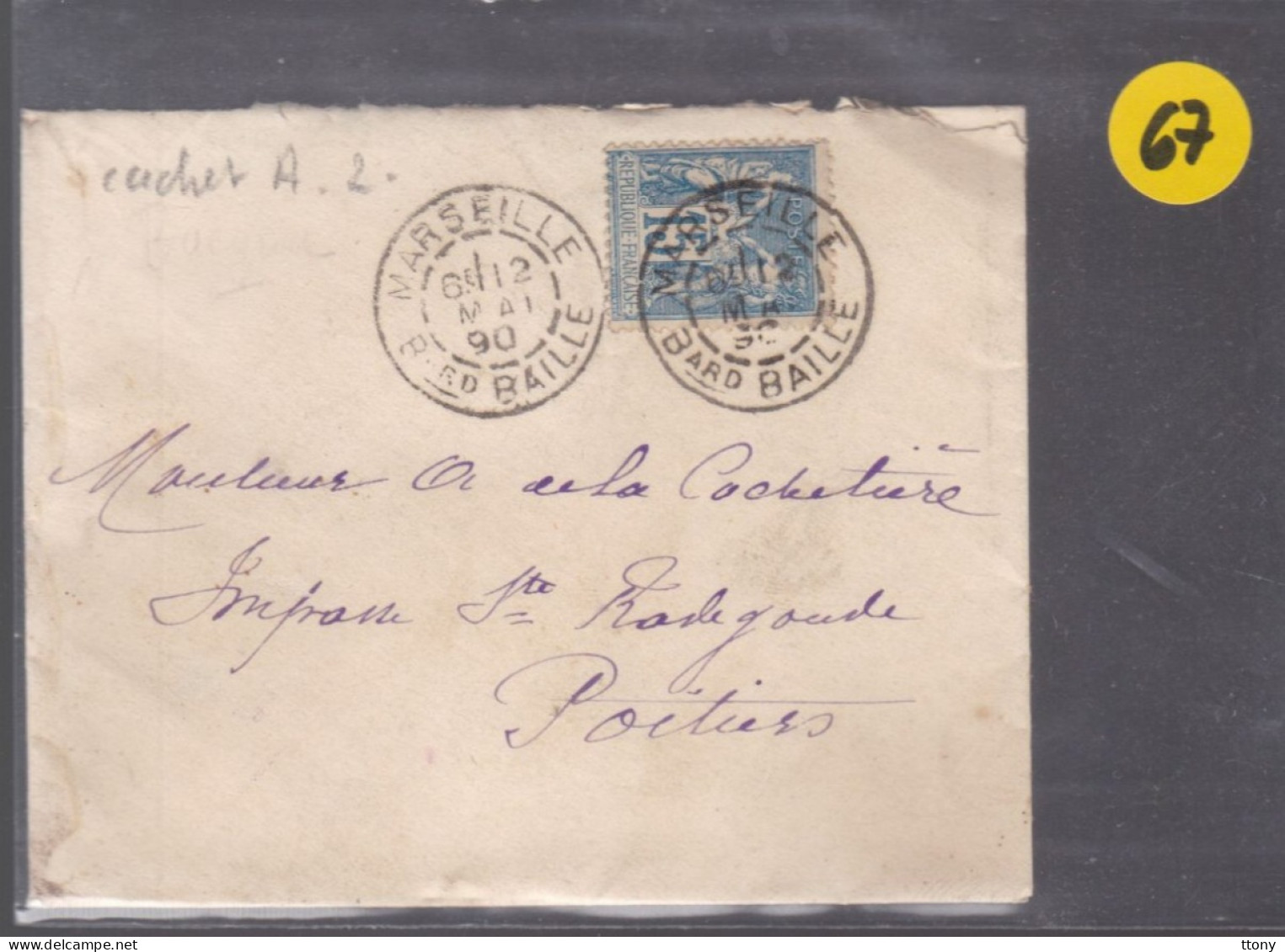 Un Timbre  15 C Type Sage   Sur Enveloppe  ( S.C )  1890 Destination  Poitiers - 1877-1920: Semi Modern Period