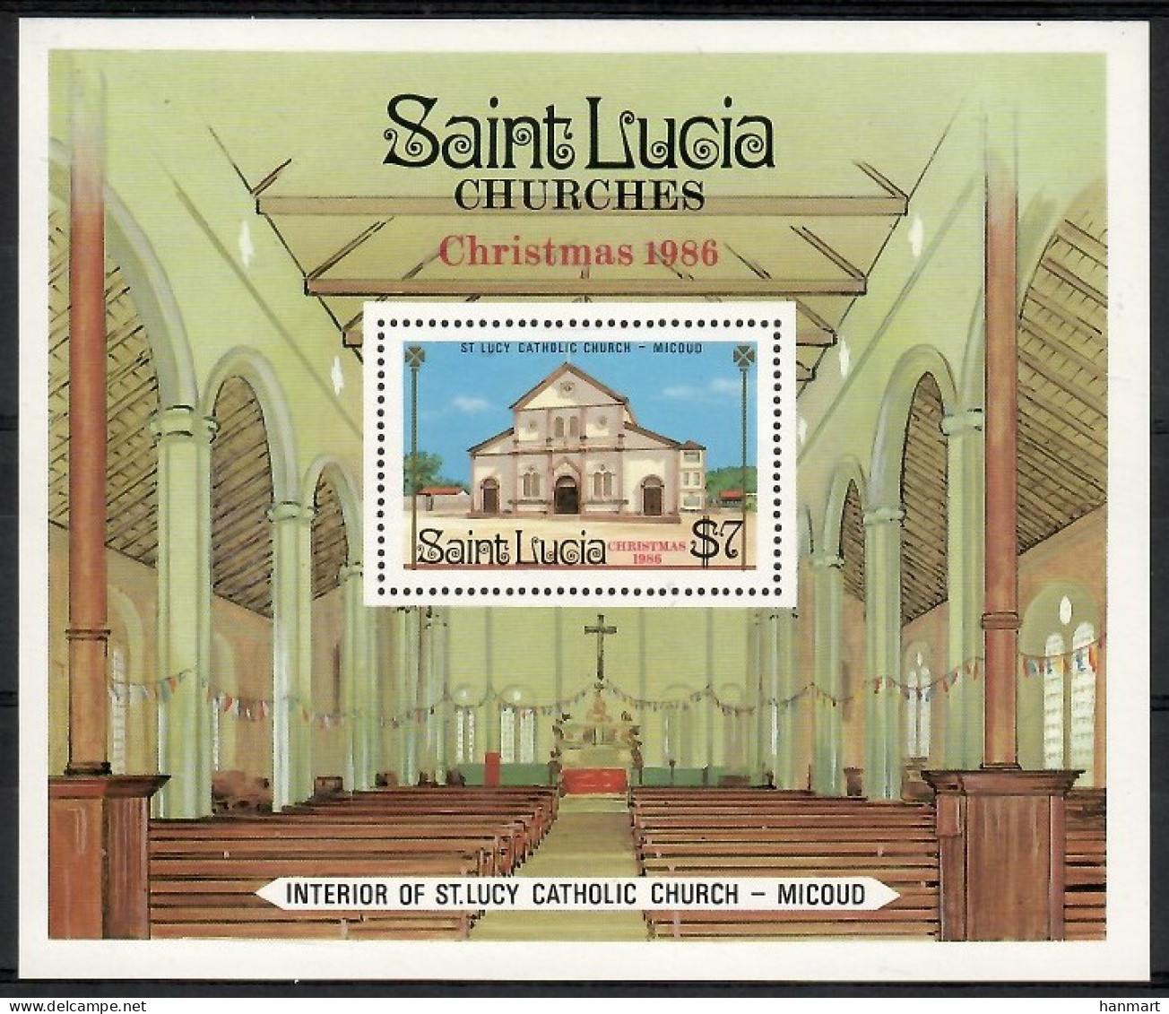 Saint Lucia 1987 Mi Block 52 MNH  (ZS2 SLCbl52) - Kerstmis