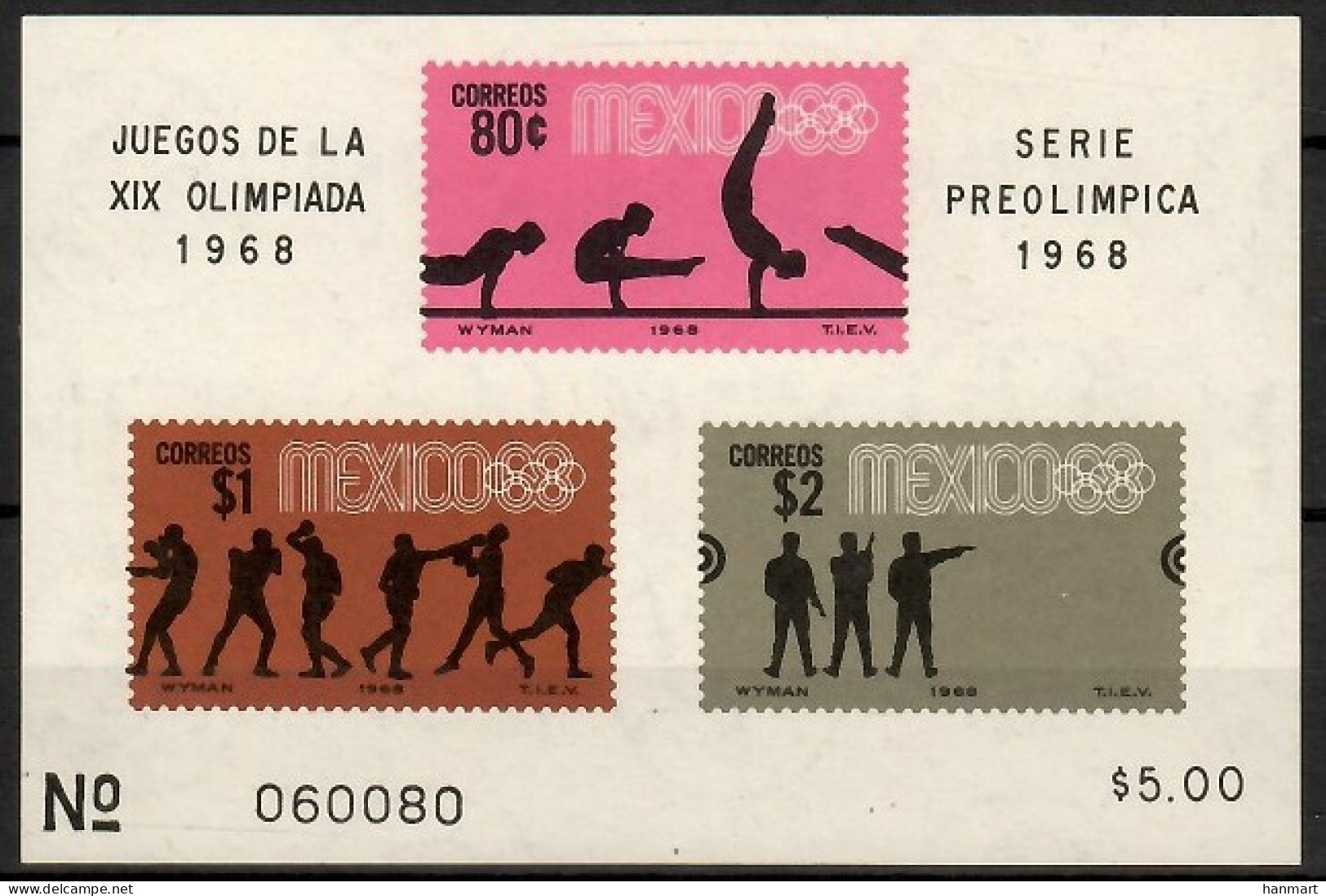 Mexico 1968 Mi Block 12 MNH  (ZS1 MXCbl12) - Tir à L'Arc