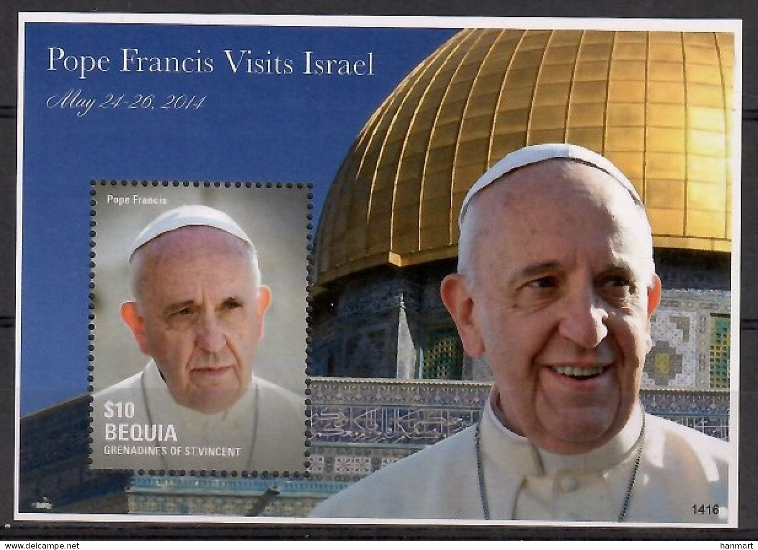 Grenadines Of St. Vincent, Bequia 2014 Mi Block 114 MNH  (ZS2 SVBbl114) - Popes