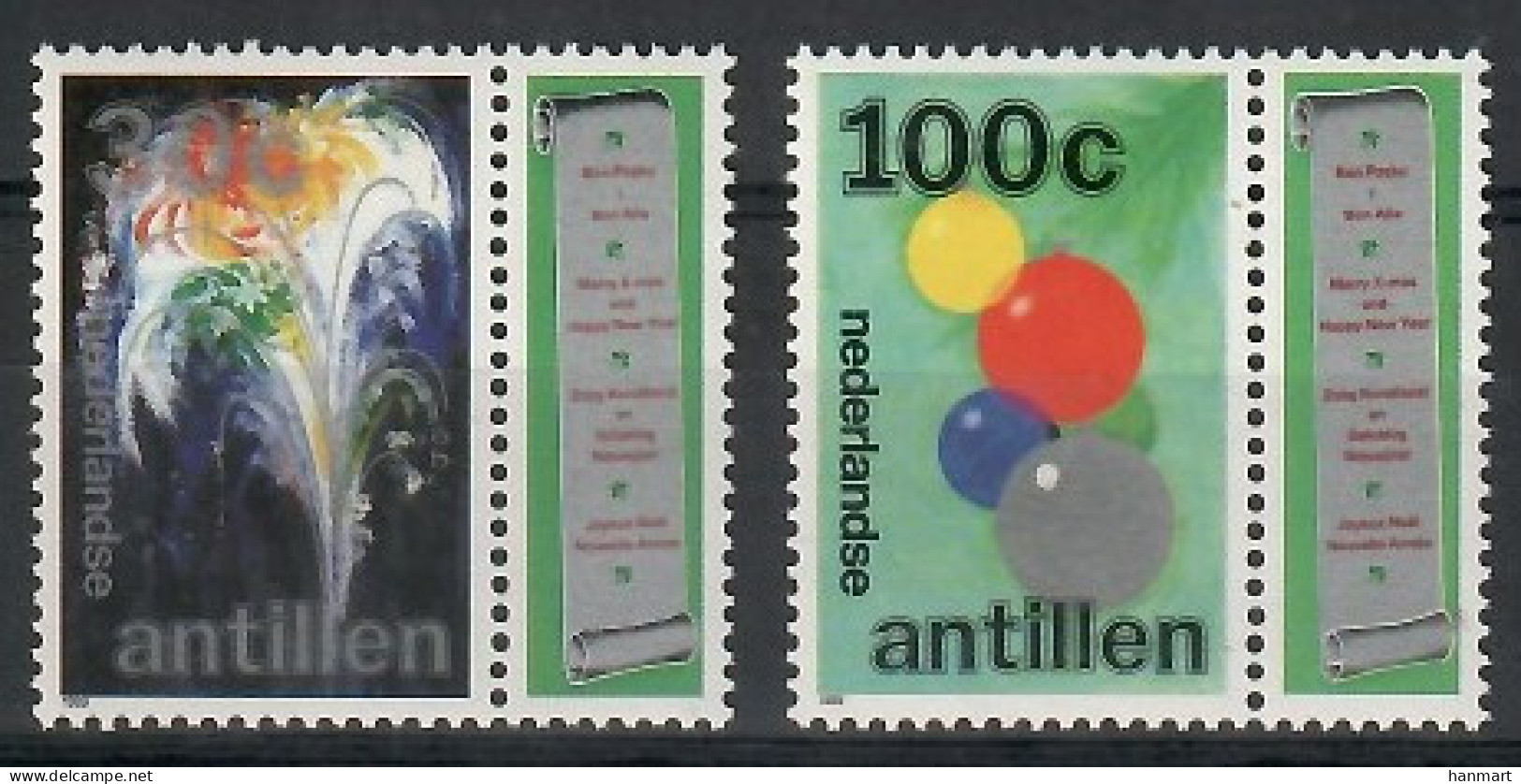 Netherlands Antilles 1989 Mi Zf 674-675 MNH  (ZS2 DTAzf674-675) - Año Nuevo