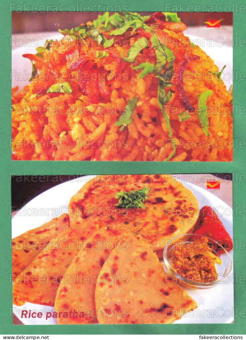 INDIA 2023 Inde Indien - INDIAN CUISINES Picture Post Card - Sesame Tamarind Pulao & Rice Paratha - Postcards, Food - Recettes (cuisine)