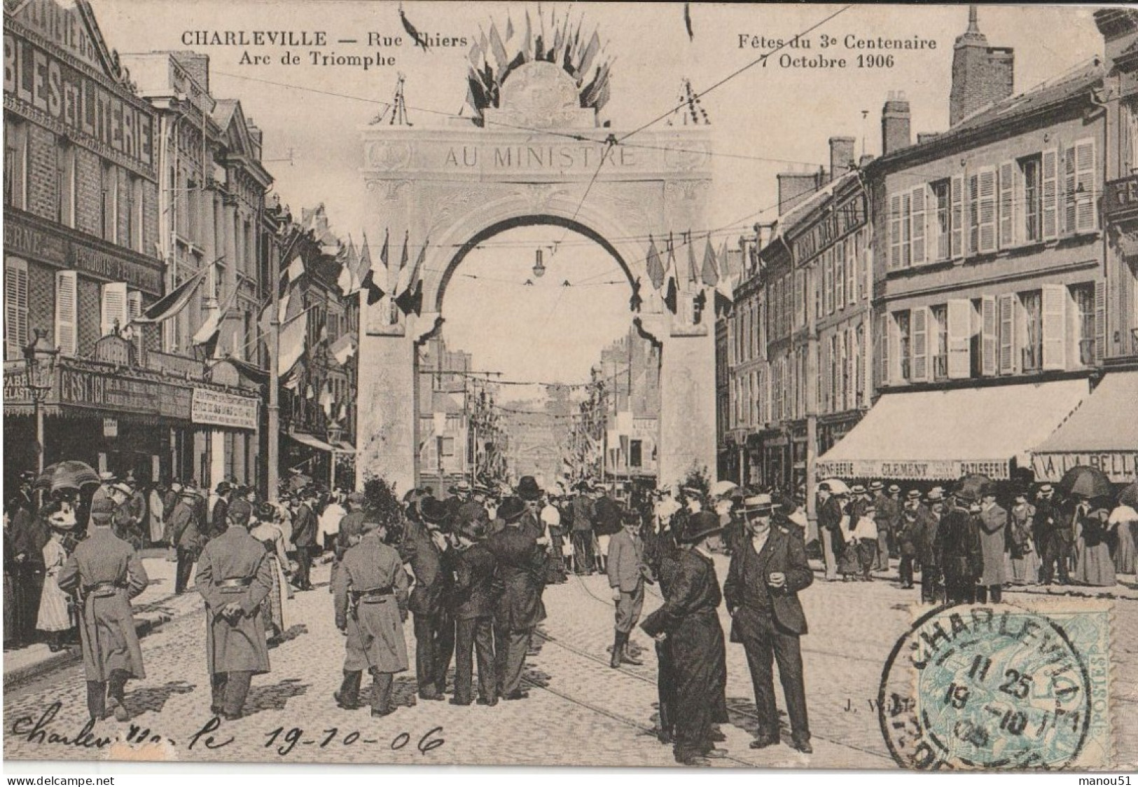 CHARLEVILLE  Rue Thiers  Fêtes Du 3è Centenaire 7.10.1906 - Charleville