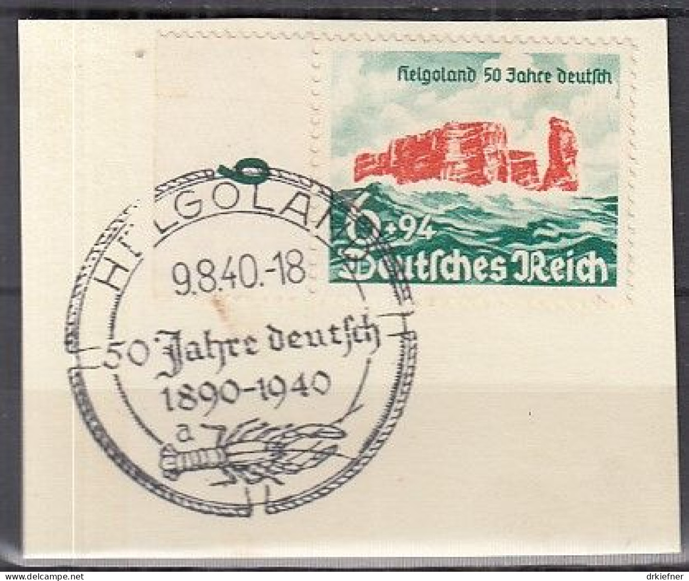 DR  750, Gestempelt, Auf Briefstück, Helgoland, 1940 - Oblitérés