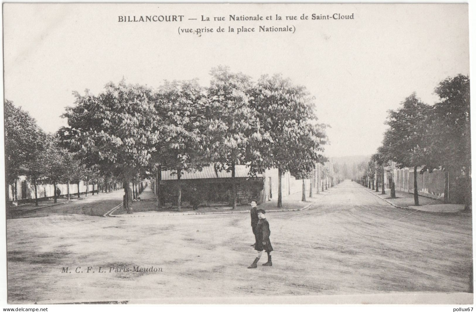 CPA DE BILLANCOURT  (HAUTS DE SEINE)  LA RUE NATIONALE ET LA RUE DE SAINT-CLOUD (VUE PRISE DE LA PLACE NATIONALE) - Boulogne Billancourt