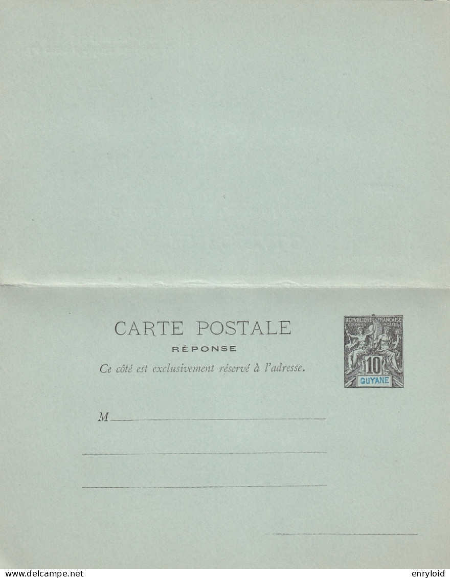 Guyane Colonies Francaise Entier Postes 10 C. Carte - Lettre Rèponse - Lettres & Documents