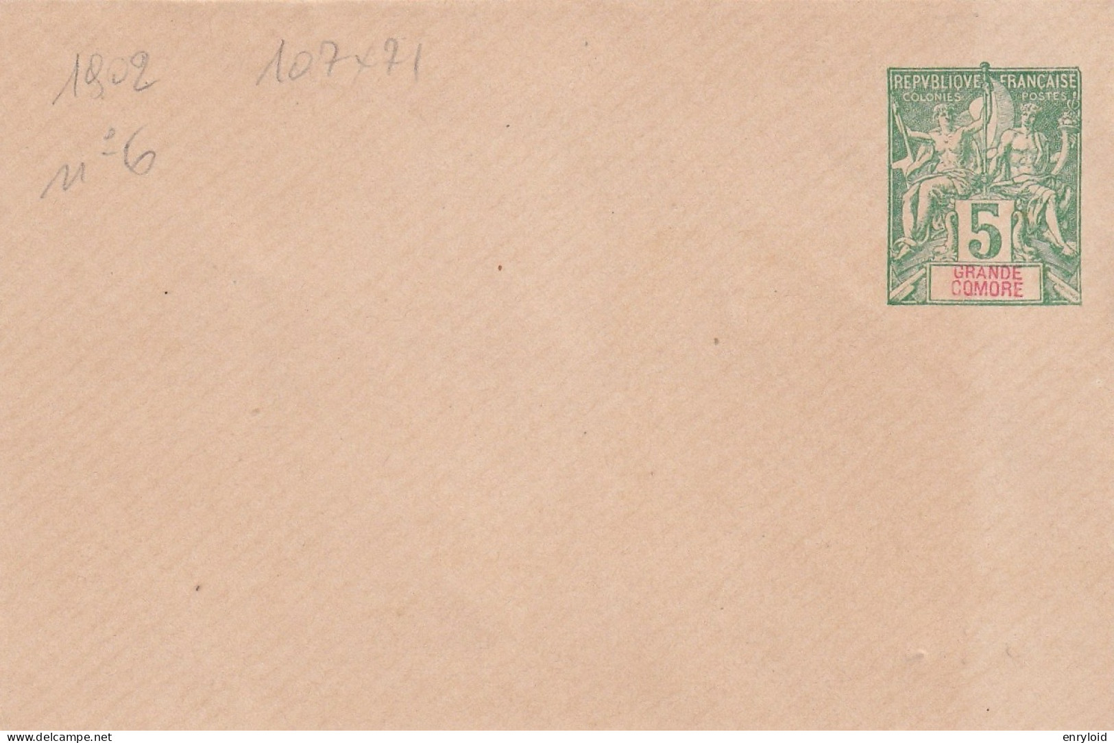 Grande Comore Colonies Francaise Postes 5 C. Carte - Lettre - Briefe U. Dokumente