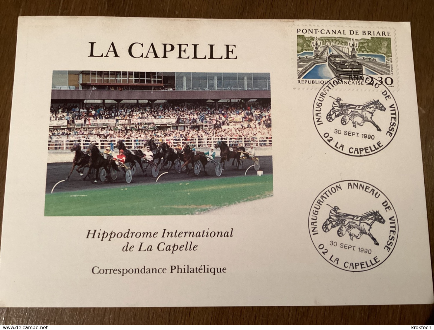 La Capelle 02 - BT Hippodrome 1990 - Cheval Trot Sulky - Gedenkstempels