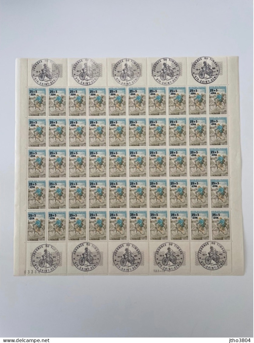 Réunion - 408 -  " Journée Du Timbre - Facteur Rural "- Feuille De 50 Timbres Etat Luxe Avec Cachet Premiers Jours - Unused Stamps