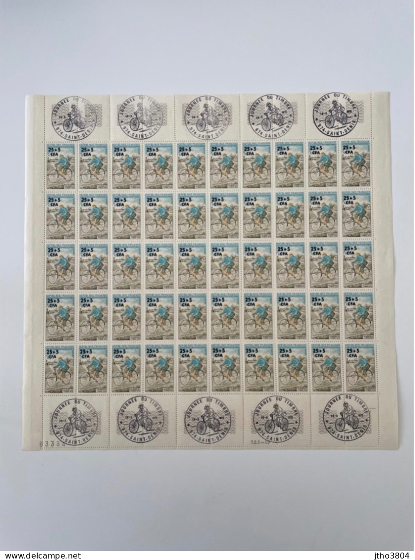 Réunion - 408 -  " Journée Du Timbre - Facteur Rural "- Feuille De 50 Timbres Etat Luxe Avec Cachet Premiers Jours - Nuevos