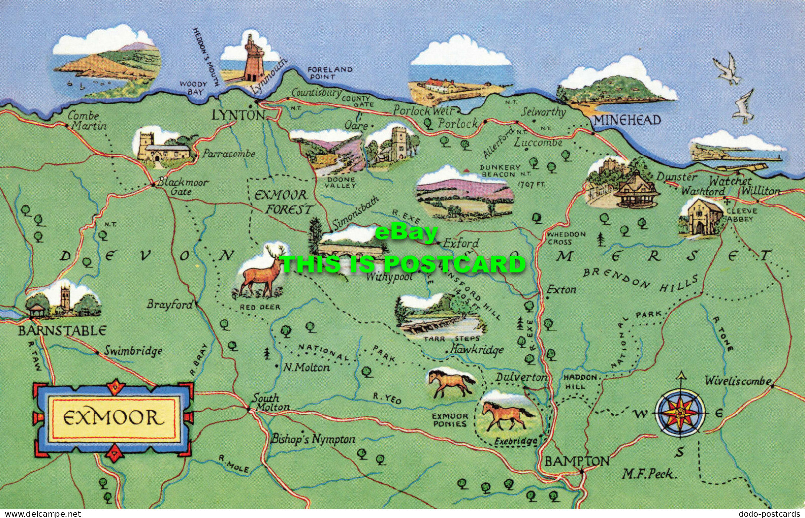 R573581 Exmoor. M. F. Peck. Map. Salmon - Monde