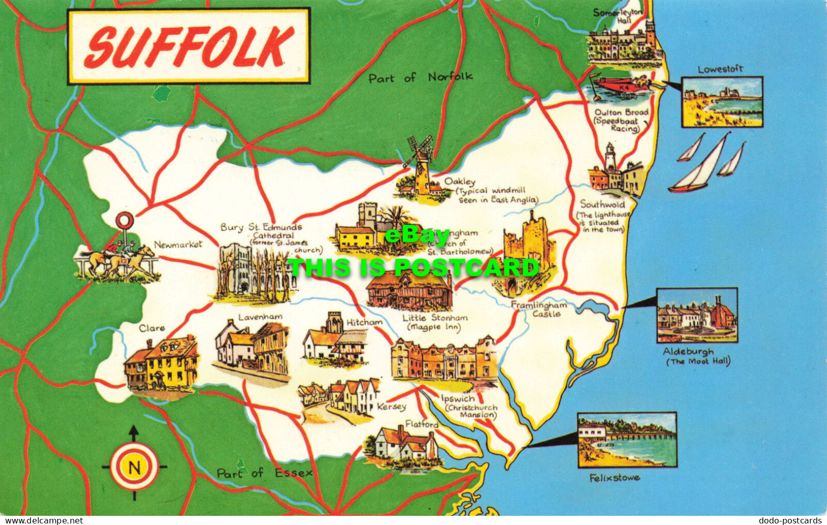 R573589 Suffolk. Map. Pictorial Map Of Suffolk. Dixon Lotus Production. 1974 - Monde